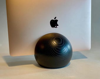Vertical MacBook Stand, Solid Wood Laptop Dock, Home Office Decor, Decorative Computer Storage