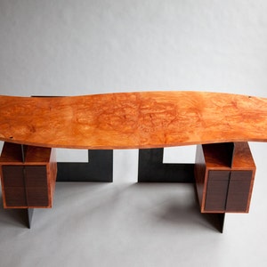 Cinnamon Desk, Modern Desk, Contemporary Desk, Modern Furniture, Wood and Metal Desk, Floating Top Desk, Exotic Wood Desk, Cool Desk image 1