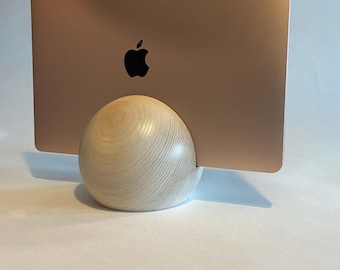 Vertical MacBook Stand, Solid Wood Laptop Dock, Home Office Decor, Decorative Computer Storage
