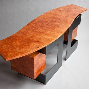 Cinnamon Desk, Modern Desk, Contemporary Desk, Modern Furniture, Wood and Metal Desk, Floating Top Desk, Exotic Wood Desk, Cool Desk image 5