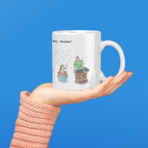Illustrated "Thank you mom" mug, Color version, Gift for mom