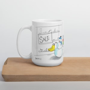Snowman shopping for shoes Mug