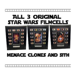 Trilogy Star Wars 3 X Filmcell Set, Phantom Menace , Clones and  SITH ,( We recommend adding the lightbox when ordering)