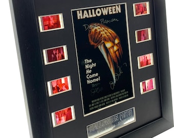 HALLOWEEN Cast Signed  Horror Classic, Original 35mm Film Cell prop, amazing collectable. (We recommend adding the lightbox when ordering)