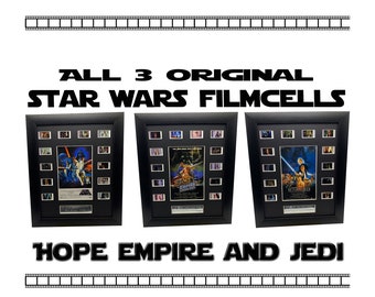 Trilogy Star Wars 3 X Filmcell Set, A New hope, Empire Strikes Back and  Return of the Jedi. (OPTION to ADD  lightboxs)