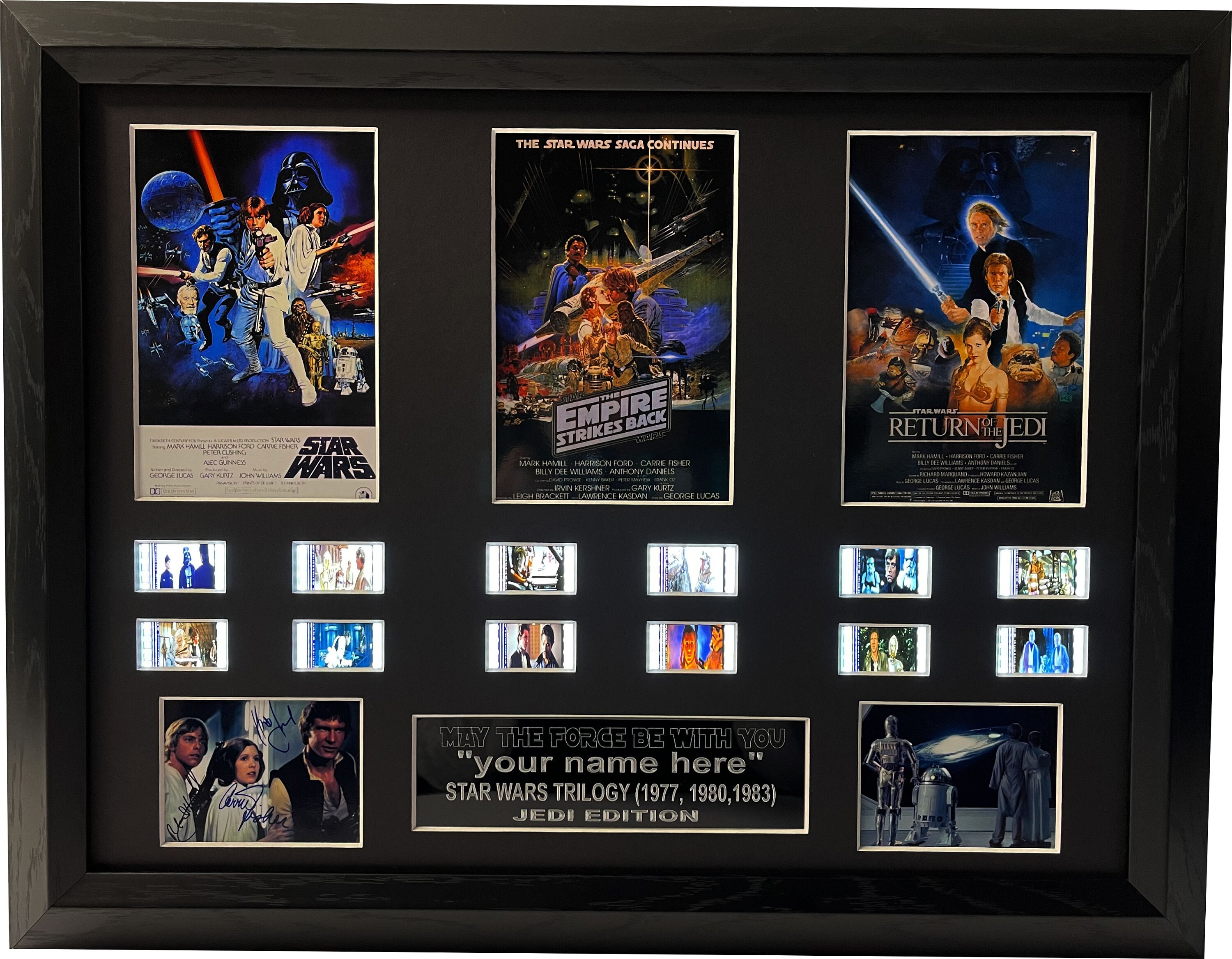 CUSTOM Signed Star Wars Trilogy Film Cell Filmcell, Add Your Personalised  Engraved Name. Mark Hamill , Harrison Ford and Carrie Fisher 