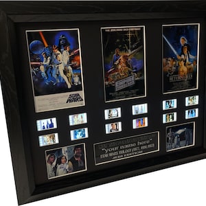 CUSTOM Signed - Star Wars Trilogy film cell Filmcell, Add Your Personalised Engraved Name. mark hamill , Harrison Ford and Carrie Fisher