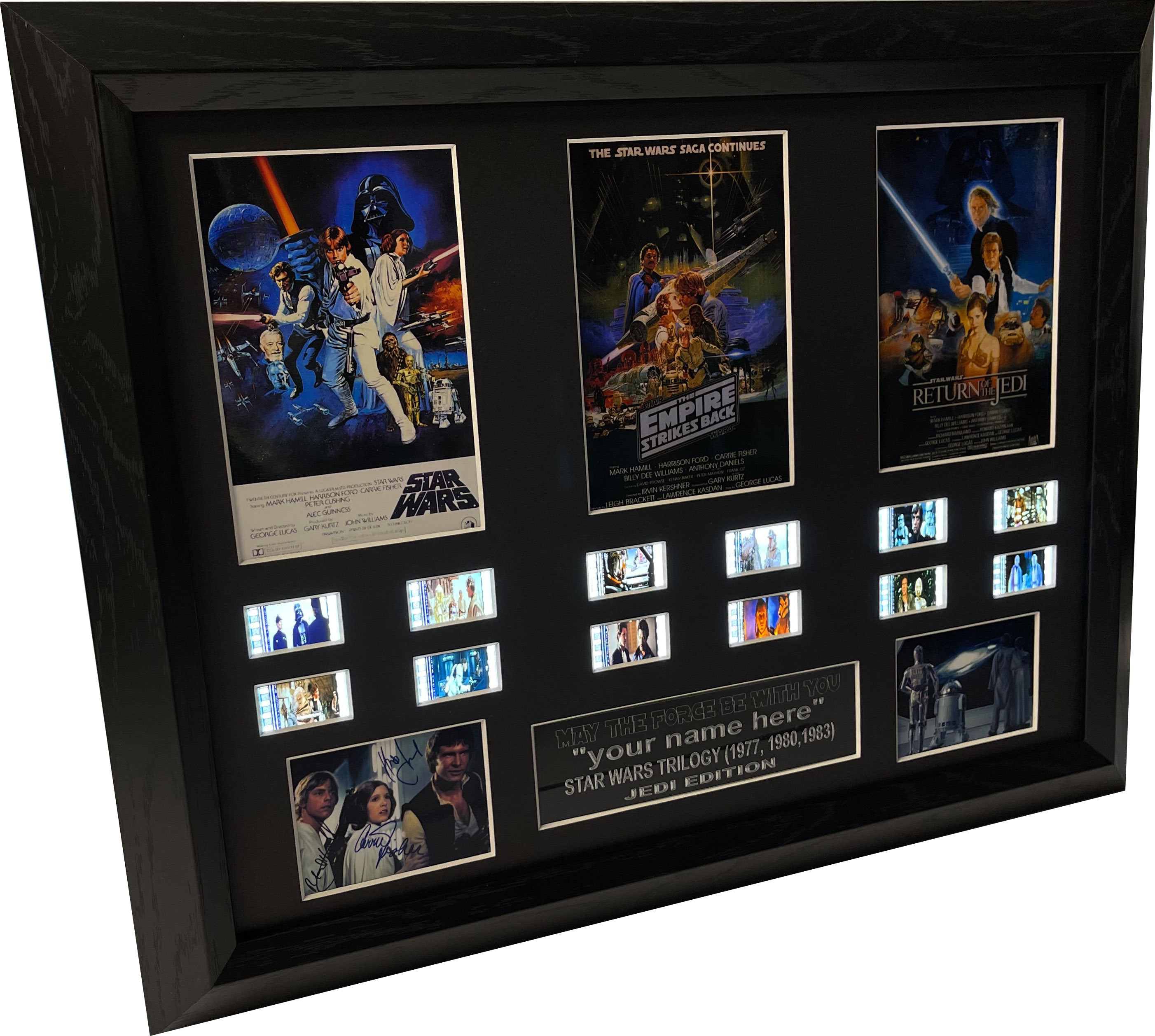 CUSTOM Signed Star Wars Trilogy Film Cell Filmcell, Add Your Personalised  Engraved Name. Mark Hamill , Harrison Ford and Carrie Fisher 