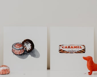 Set of Two Tunnock's Tea Cakes and Wafer Bar Giclee Prints