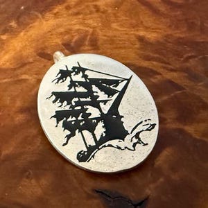 Ghost pirate ship sterling silver pendant necklace USA