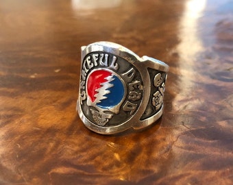 Grateful Dead Skull ring sterling silver USA