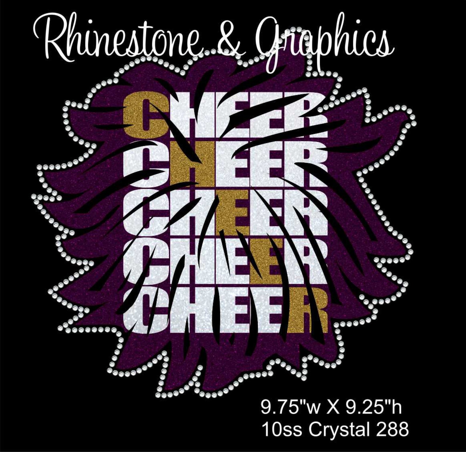 Rhinestone Htv Vinyl Cheer Cheer Cheer Pom Pom Design Pattern - Etsy