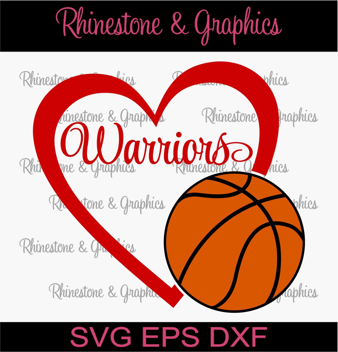 Warriors Basketball Heart Design Pattern Graphic Design Instant ...