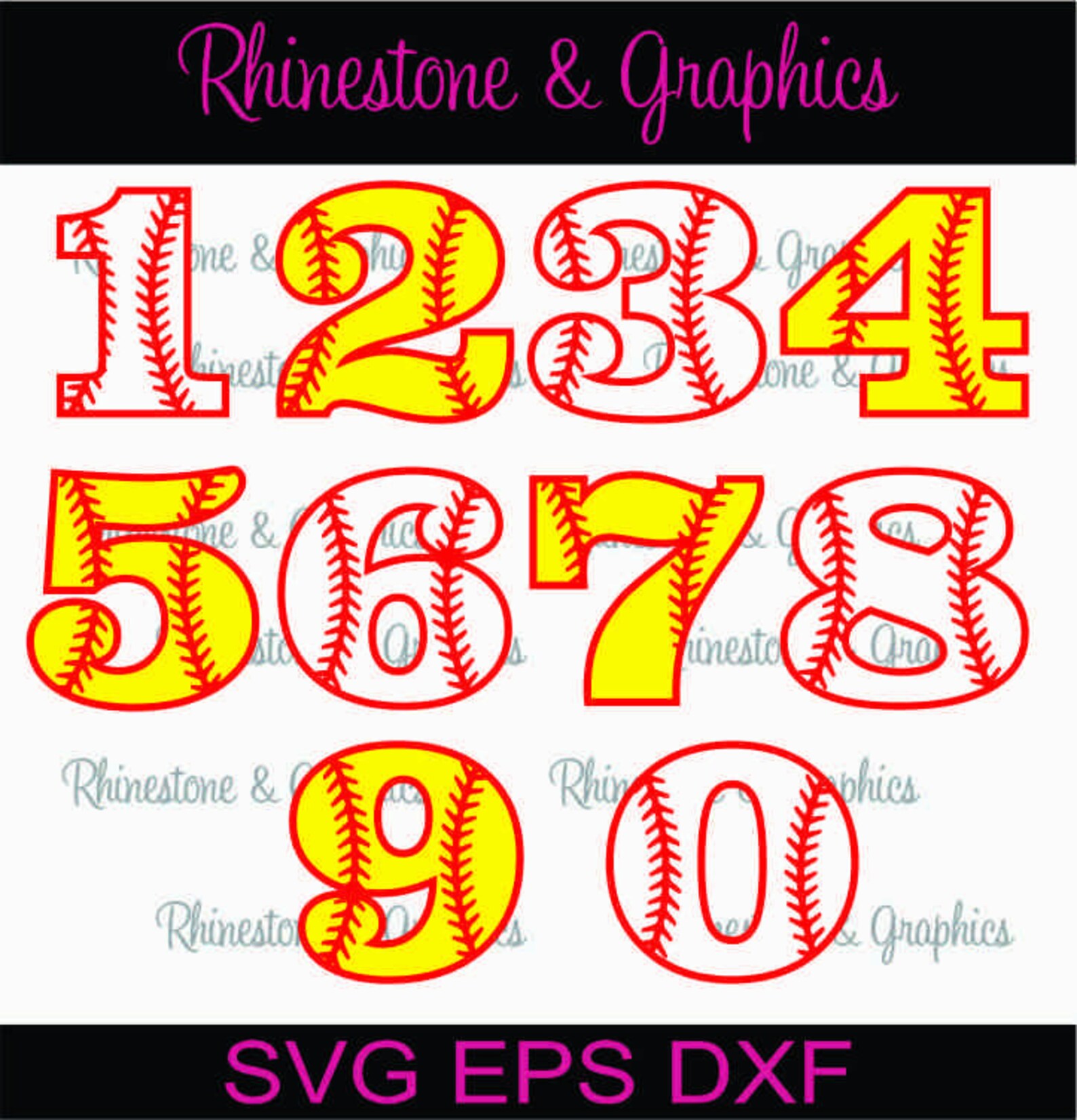 Baseball Softball Numbers Instant Download SVG Eps DXF Etsy