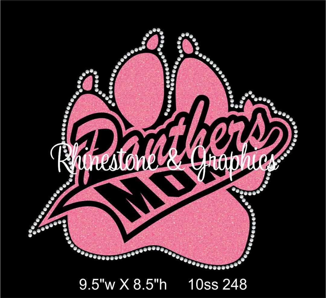 Mom Dad Panther Paw Outlined in Crystal Rhinestones Design - Etsy