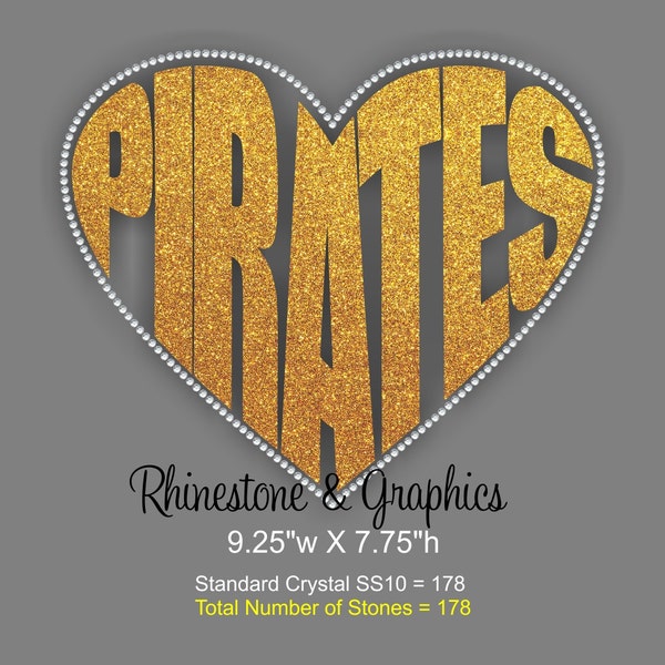 Pirates Heart Shaped Word Outlined in Rhinestones SVG EPS Cutting files
