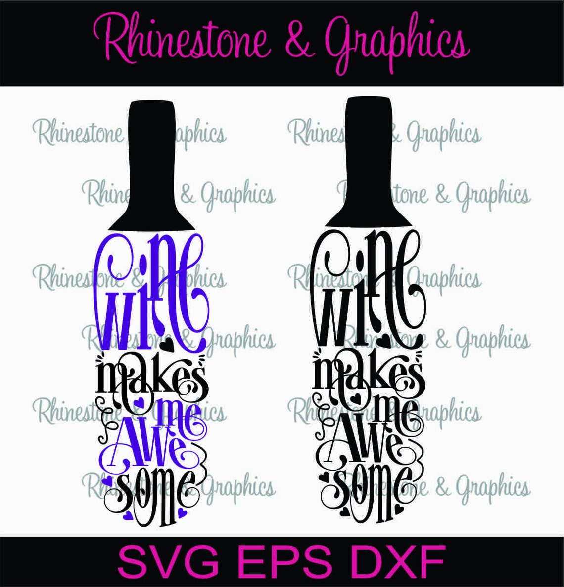 Wine Makes Me Awesome Bottle Shaped Saying Graphic Pattern Etsy