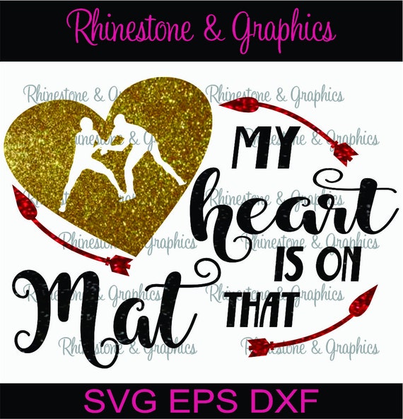 Download My Heart is on That Mat Wrestling l Heart Pattern Instant ...