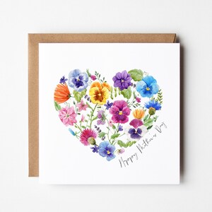 Flower Mother's Day Card, Pansy Card, Pretty Cards, Mother's Day UK, Card for Mum, Card for Gran, Happy Mother's Day Card