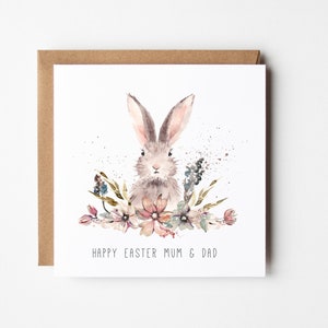 Easter Card for Mum and Dad, Card for Parents, Happy Easter Card, Rabbit Easter Card, Easter Bunny Card, Plastic Free Cards