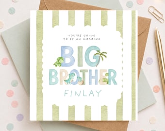 Personalised New Big Brother Card | New Baby Brother Gift | Big Brother Keepsake | Personalised Sibling Card | New Baby Announcement