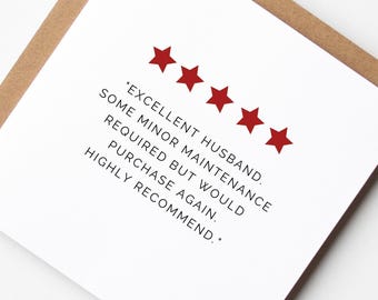 Birthday Card for Husband, Funny Birthday Card for Husband, Husband Birthday, Review Birthday Card, Plastic Free Cards