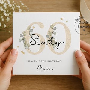 Personalised 60th Birthday Card: Floral Design for Mum, Grandma, Auntie
