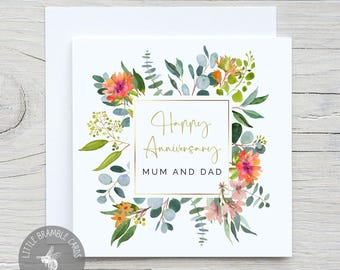 Floral Anniversary Card for Mum and Dad - No Plastic
