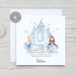 Personalised Frozen Princess 4th Birthday Card: Birthday card for Little Girl, Snow Queen image 2