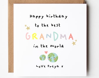 Grandma birthday card personalised, Best Grandma in the world card, Personalised card for Grandma, Cards for her, Granny Card