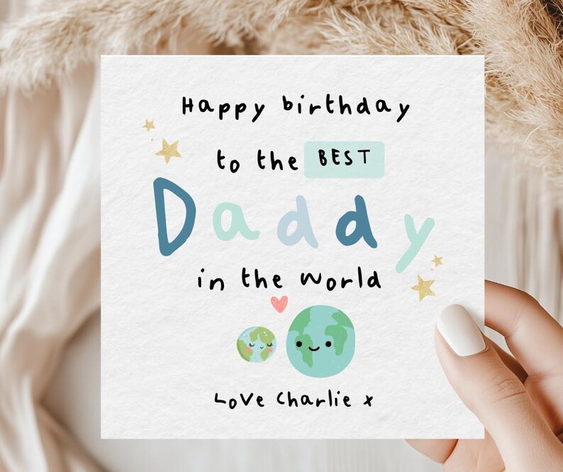 Tarjeta de cumpleaños personalizada para papá, Tarjeta del mejor papá del mundo, Tarjeta personalizada para papá - Papá, Tarjeta para esposo, primer cumpleaños como papá imagen 1