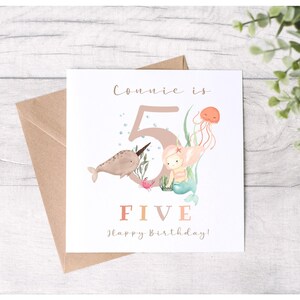 Personalised Mermaid 5th Birthday Card: Under the Sea Theme
