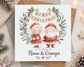 Personalised Grandparents Christmas Card – Grandma & Grandad Christmas Card – Customisable Xmas Card for Grandparents UK
