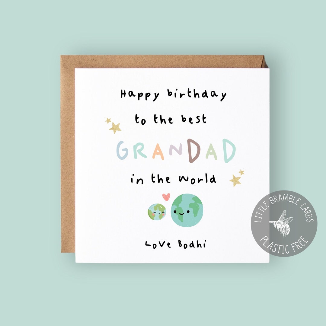Grandad Birthday Card Personalised, Best Grandad in the World Card ...