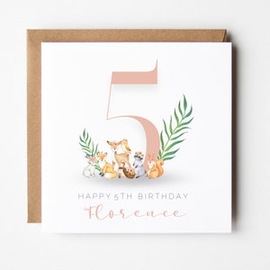 Personalised 5th Birthday Card, Card For 5 Year Old , Personalised Birthday Card - For Daughter - For Granddaughter - For Niece