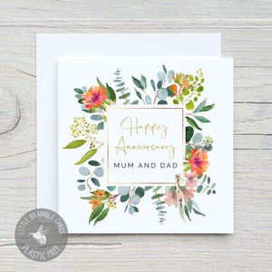 Floral Anniversary Card for Mum and Dad - No Plastic