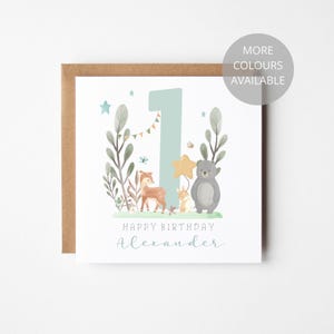 Personalised Woodland First Birthday Card: Keepsake 1st Birthday