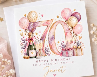 70th Birthday Card for Her, Personalised 70th Birthday Card, 70th Birthday Gift for Mum, Grandma, Sister, Auntie, Wife Friend, Luxury Card