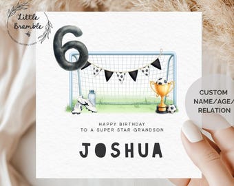 Personalised Football Birthday Card, Card for Football Lover/Fan, 5th 6th 7th 8th 9th 10th 11th, Custom