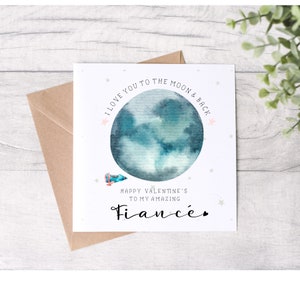 Valentine's Card for Fiance, Valentine's Day Cards UK, Card for Fiance, Love You to the Moon and Back Card, Plastic Free Card