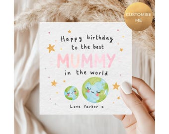 Mummy birthday card personalised, Best Mummy in the world card, Personalised card for Mum - Mummy - Mommy - Mama, first birthday as Mummy