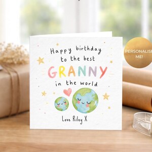 Granny birthday card personalised, Best Granny in the world card, Personalised card for Granny, Cards for her, Granny Card image 2