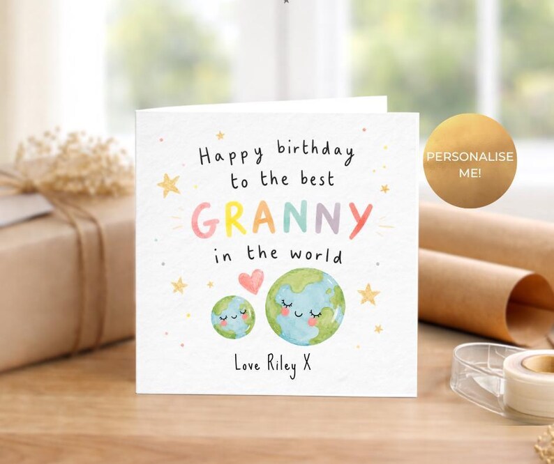 Granny birthday card personalised, Best Granny in the world card, Personalised card for Granny, Cards for her, Granny Card image 2