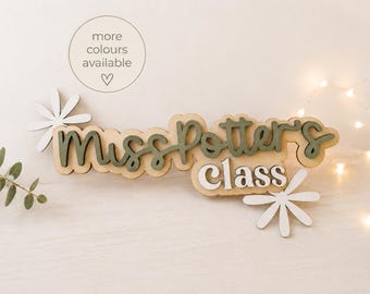 Regalo personalizado para profesores / Letrero para la puerta del aula / Regalo de fin de trimestre / Letrero con el nombre del profesor / Variedad de colores