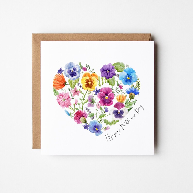 Flower Mother's Day Card, Pansy Card, Pretty Cards, Mother's Day UK, Card for Mum, Card for Gran, Happy Mother's Day Card image 1