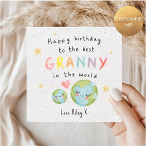 Granny birthday card personalised, Best Granny in the world card, Personalised card for Granny, Cards for her, Granny Card image 1