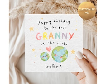 Granny birthday card personalised, Best Granny in the world card, Personalised card for Granny, Cards for her, Granny Card