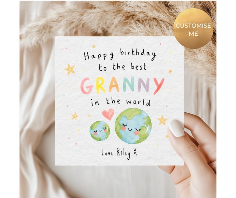 Granny birthday card personalised, Best Granny in the world card, Personalised card for Granny, Cards for her, Granny Card image 1