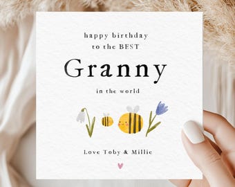Carte d'anniversaire personnalisée grand-mère, de petits-enfants, TEXTE PERSONNALISÉ