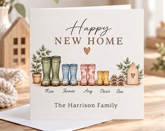 Personalised New Home Card | Family New Home Card | Custom Family Moving House Card | New Home Gift | Personalised Housewarming Card